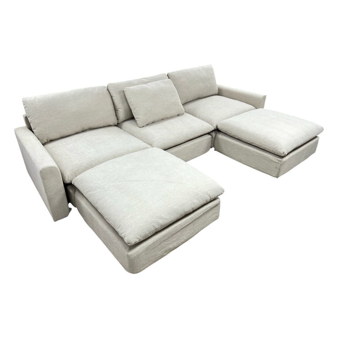 Burrow Russet 4-Piece Reversible Chaise Sectional with Ottoman