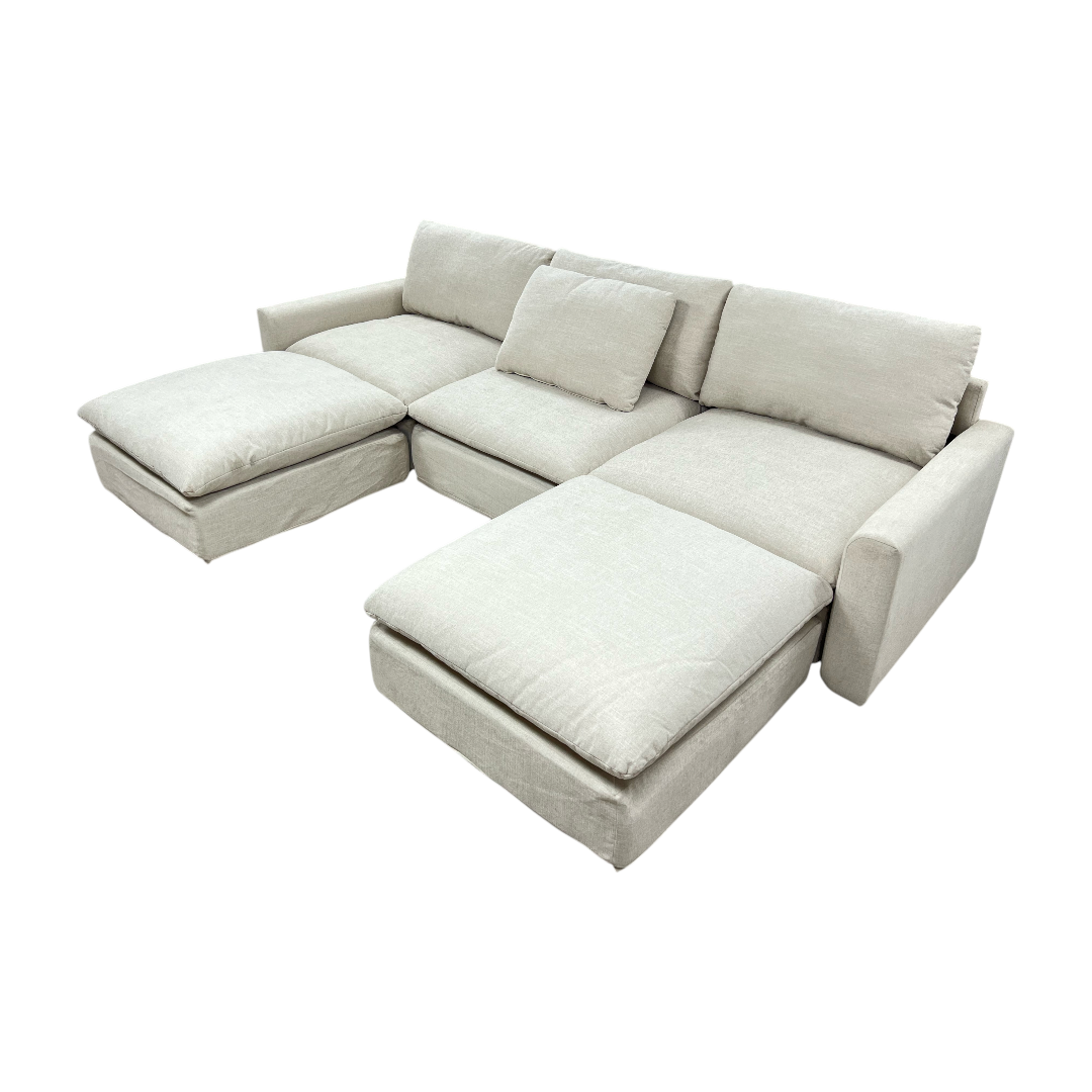Burrow Russet 4-Piece Reversible Chaise Sectional with Ottoman