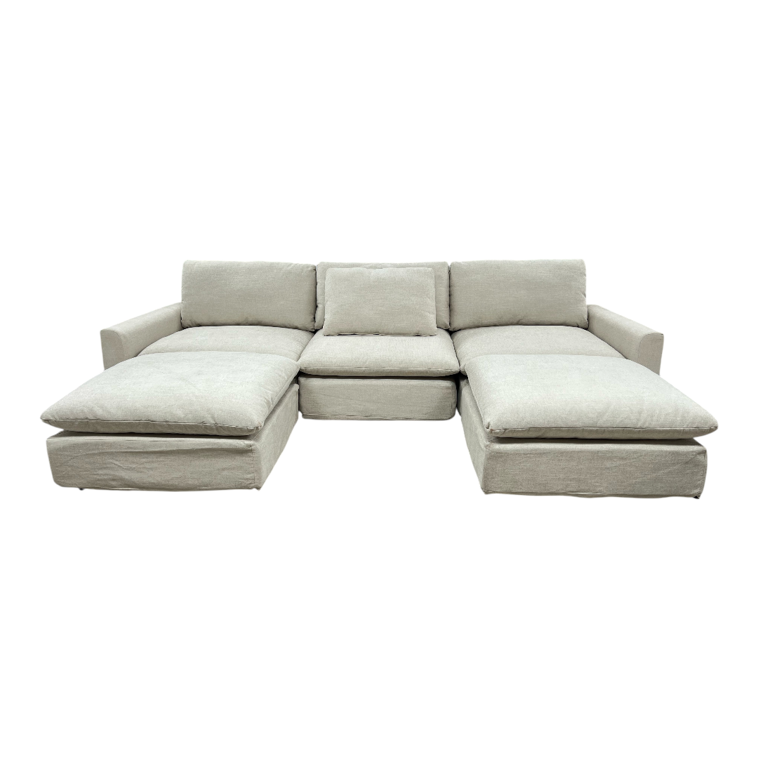 Burrow Russet 4-Piece Reversible Chaise Sectional with Ottoman