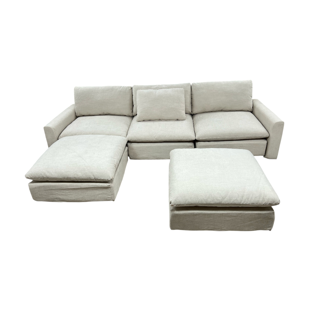 Burrow Russet 4-Piece Reversible Chaise Sectional with Ottoman
