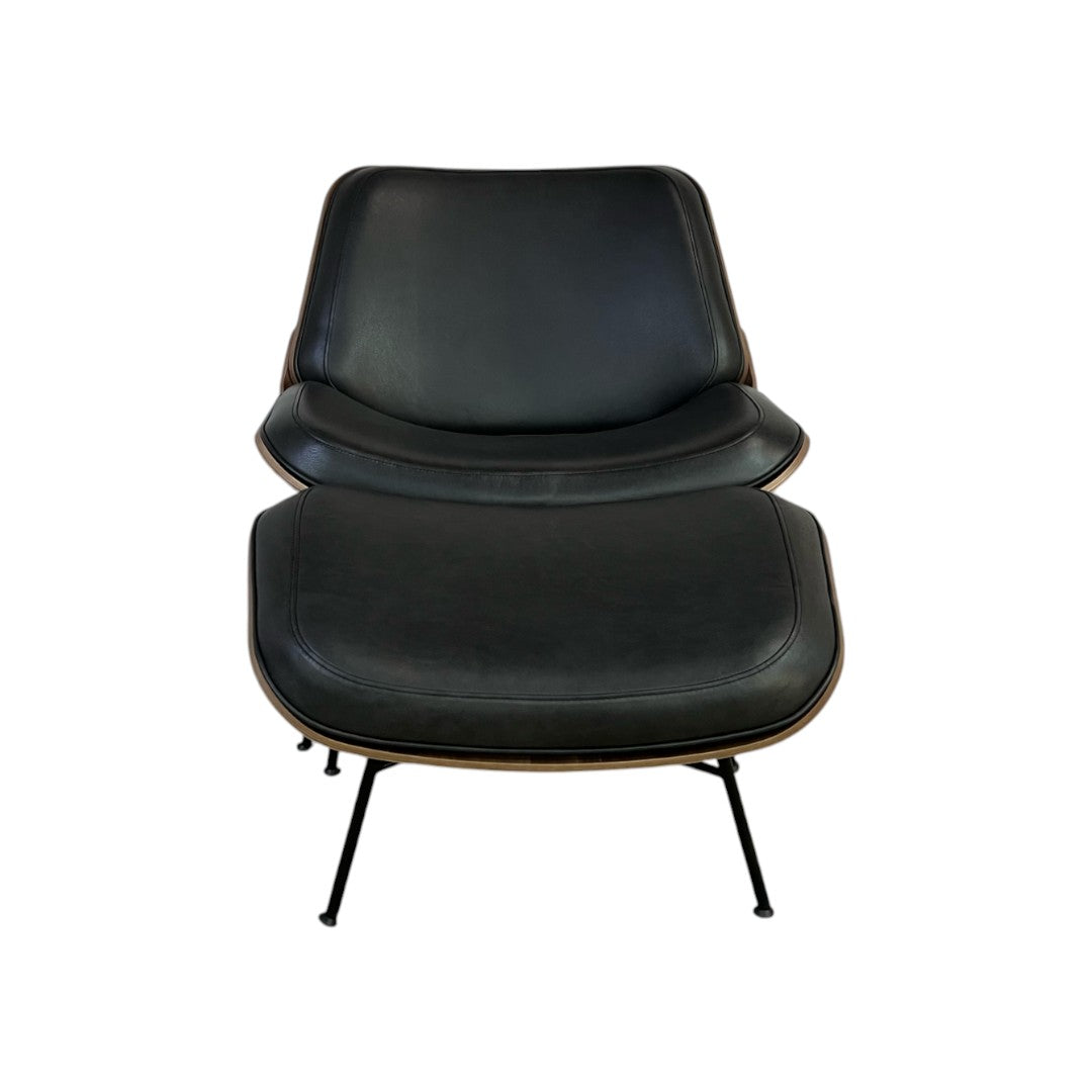 Burrow Vesper Leather Lounge Chair and Ottoman