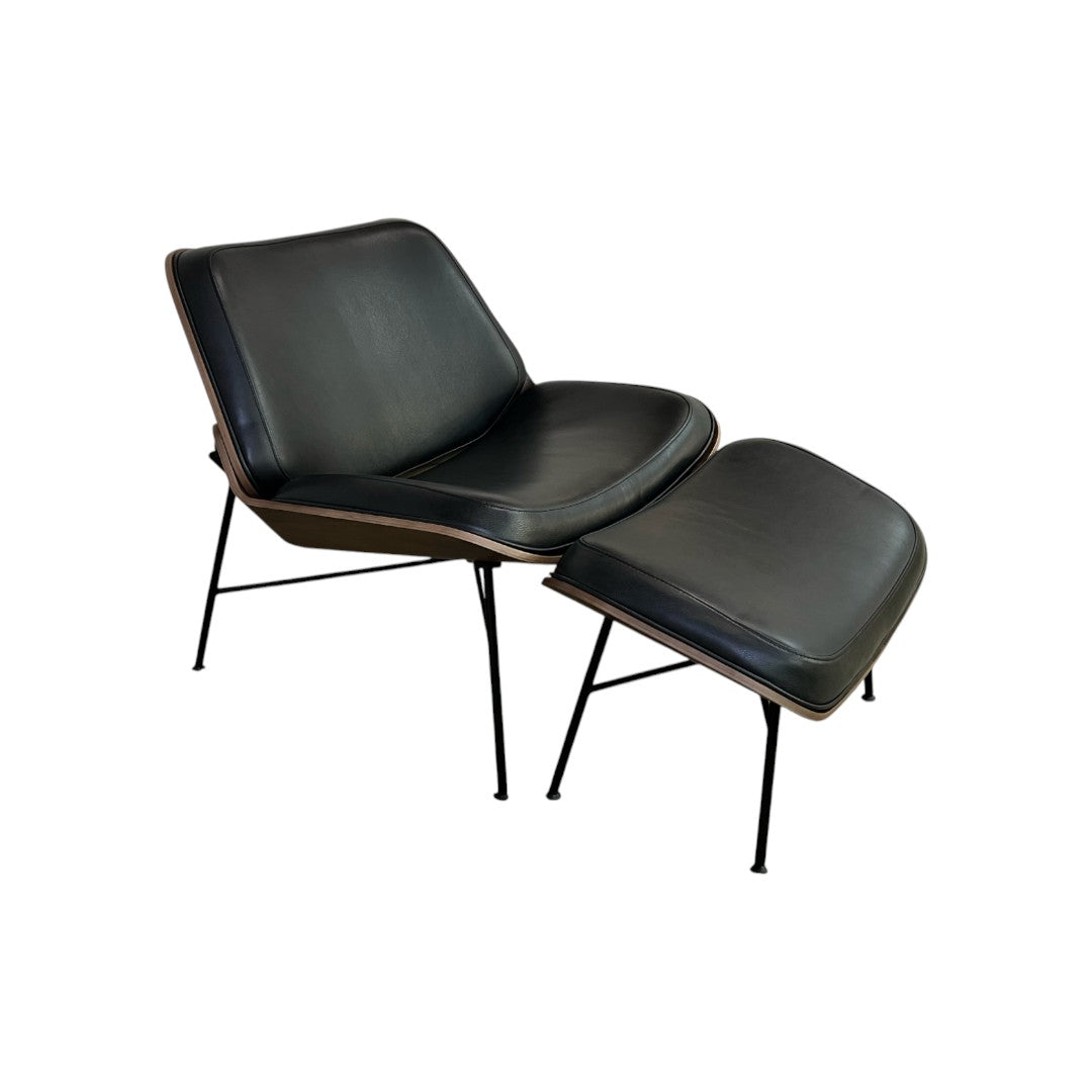 Burrow Vesper Leather Lounge Chair and Ottoman