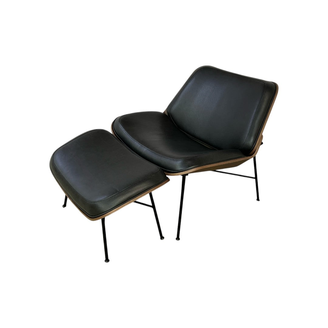 Burrow Vesper Leather Lounge Chair and Ottoman