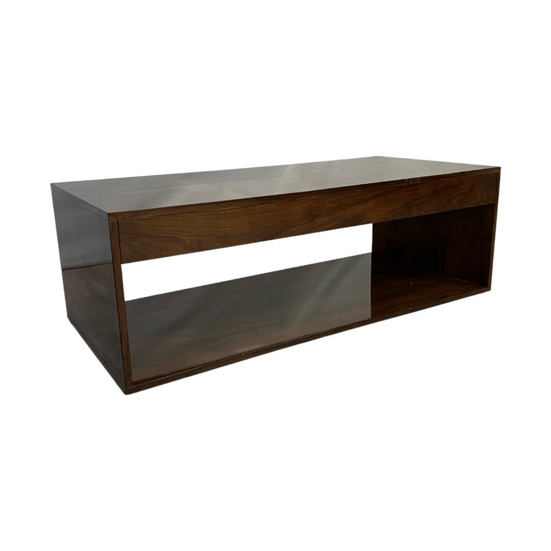 CB2 Reyes High-Gloss Olive Wood Coffee Table