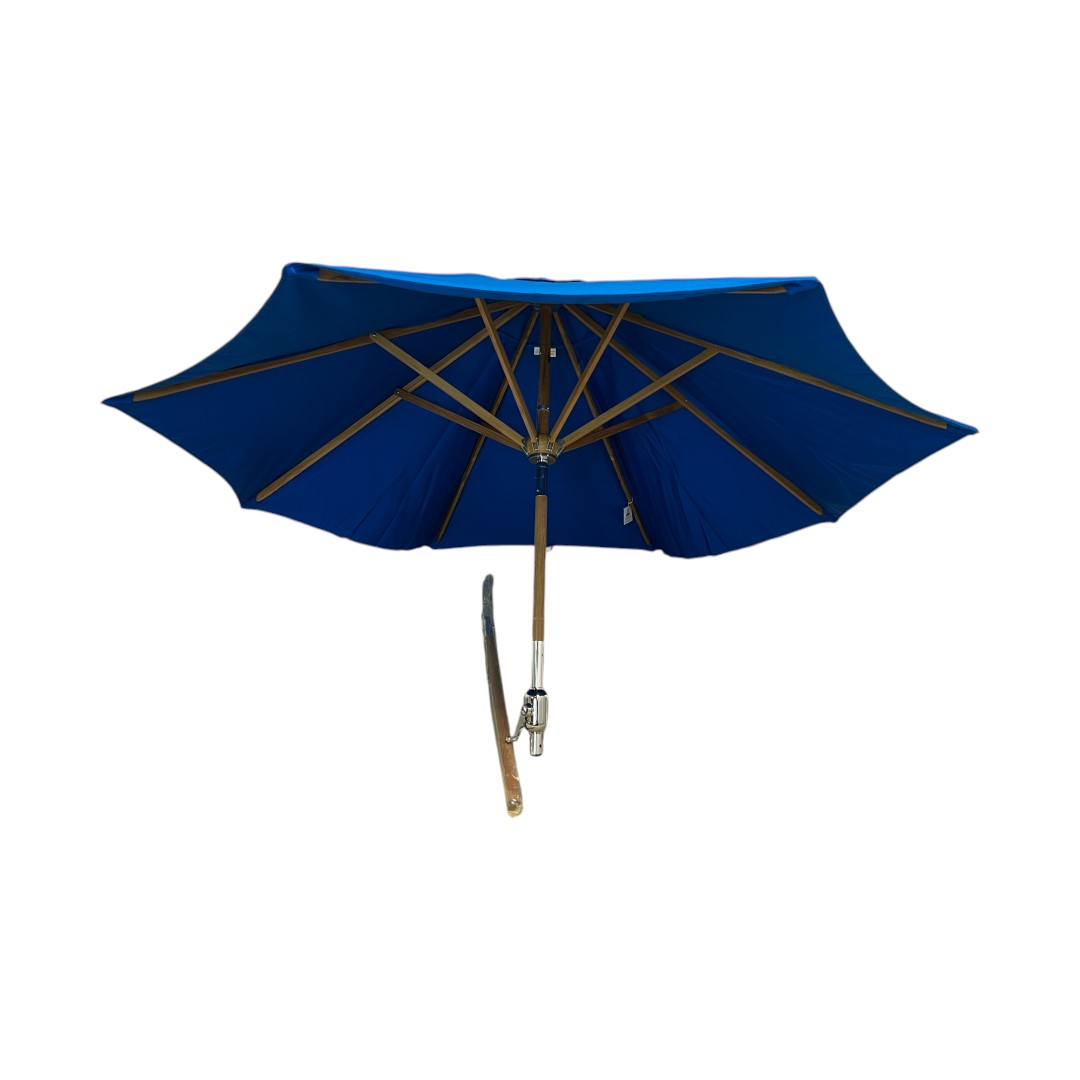 Galtech International 9 Ft. Teak Rotational Tilt Umbrella True Blue