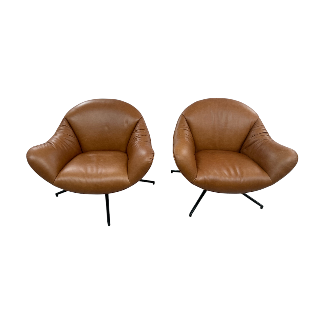 Castlery Arden Leather Swivel Armchair Set of 2