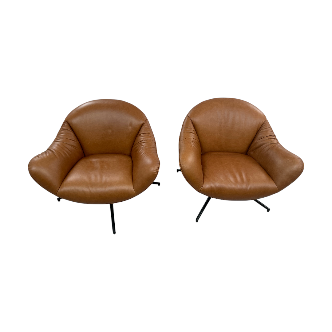 Castlery Arden Leather Swivel Armchair Set of 2