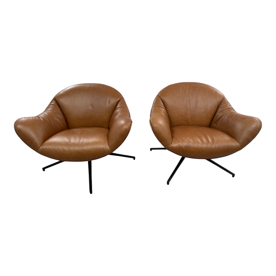 Castlery Arden Leather Swivel Armchair Set of 2