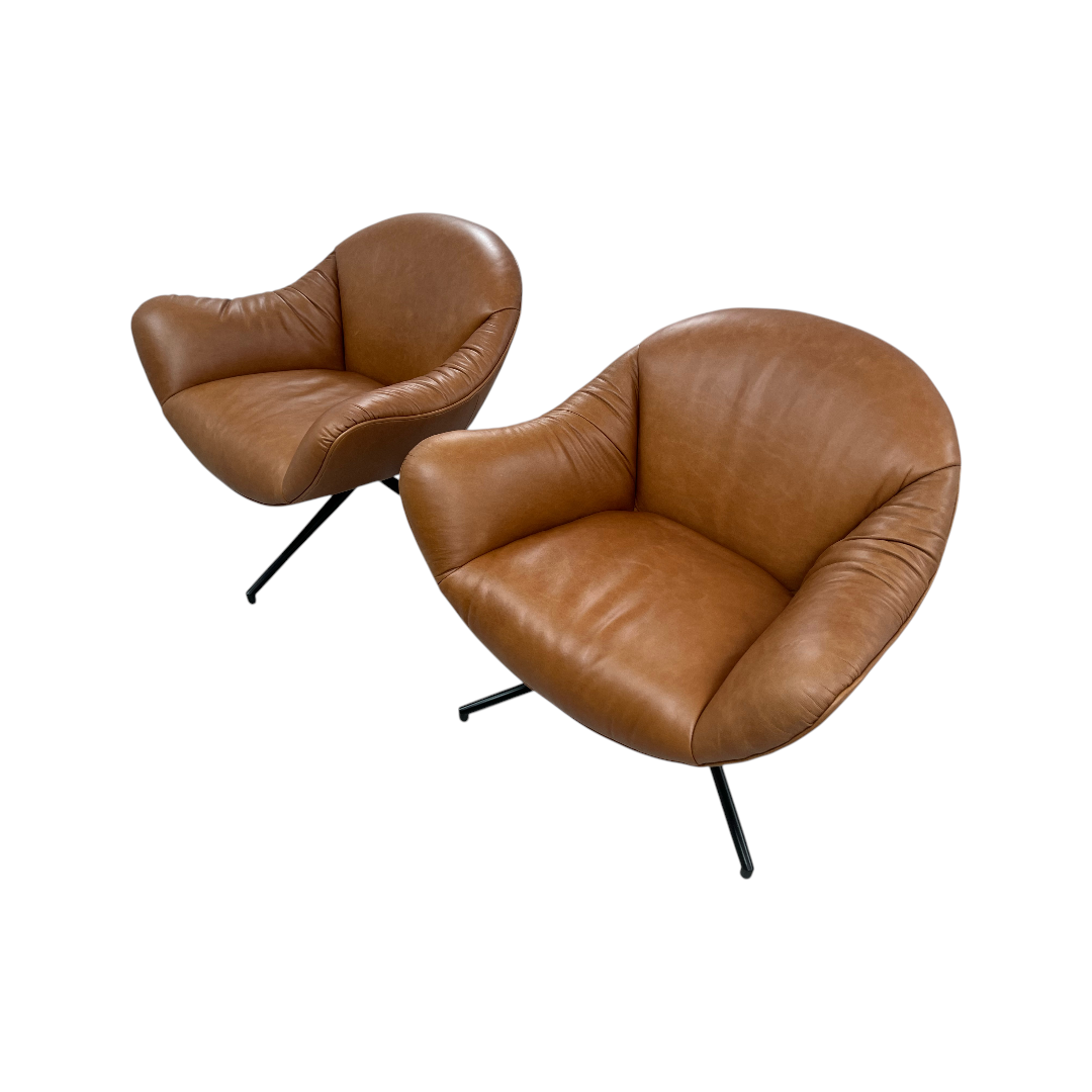 Castlery Arden Leather Swivel Armchair Set of 2