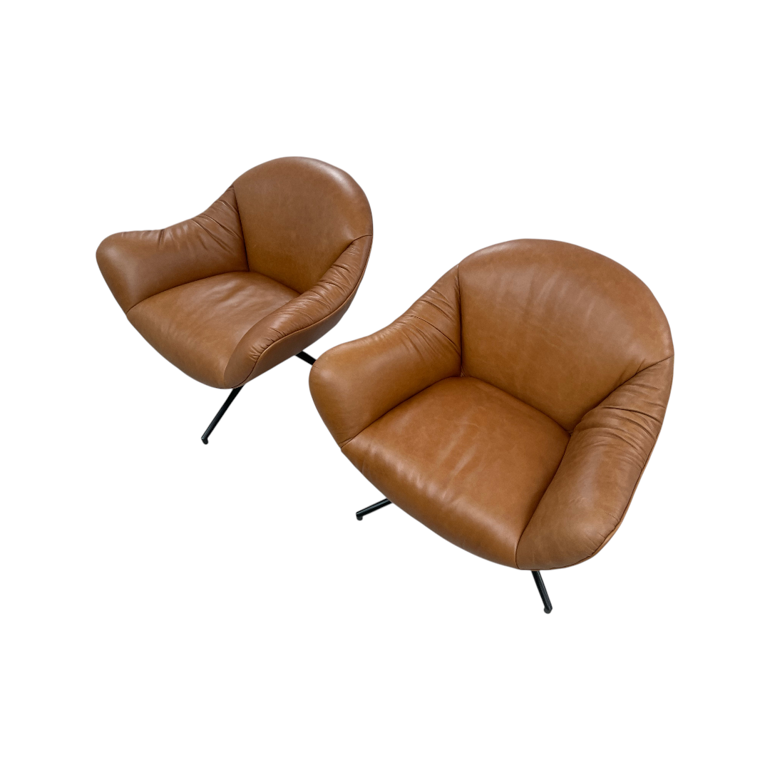Castlery Arden Leather Swivel Armchair Set of 2