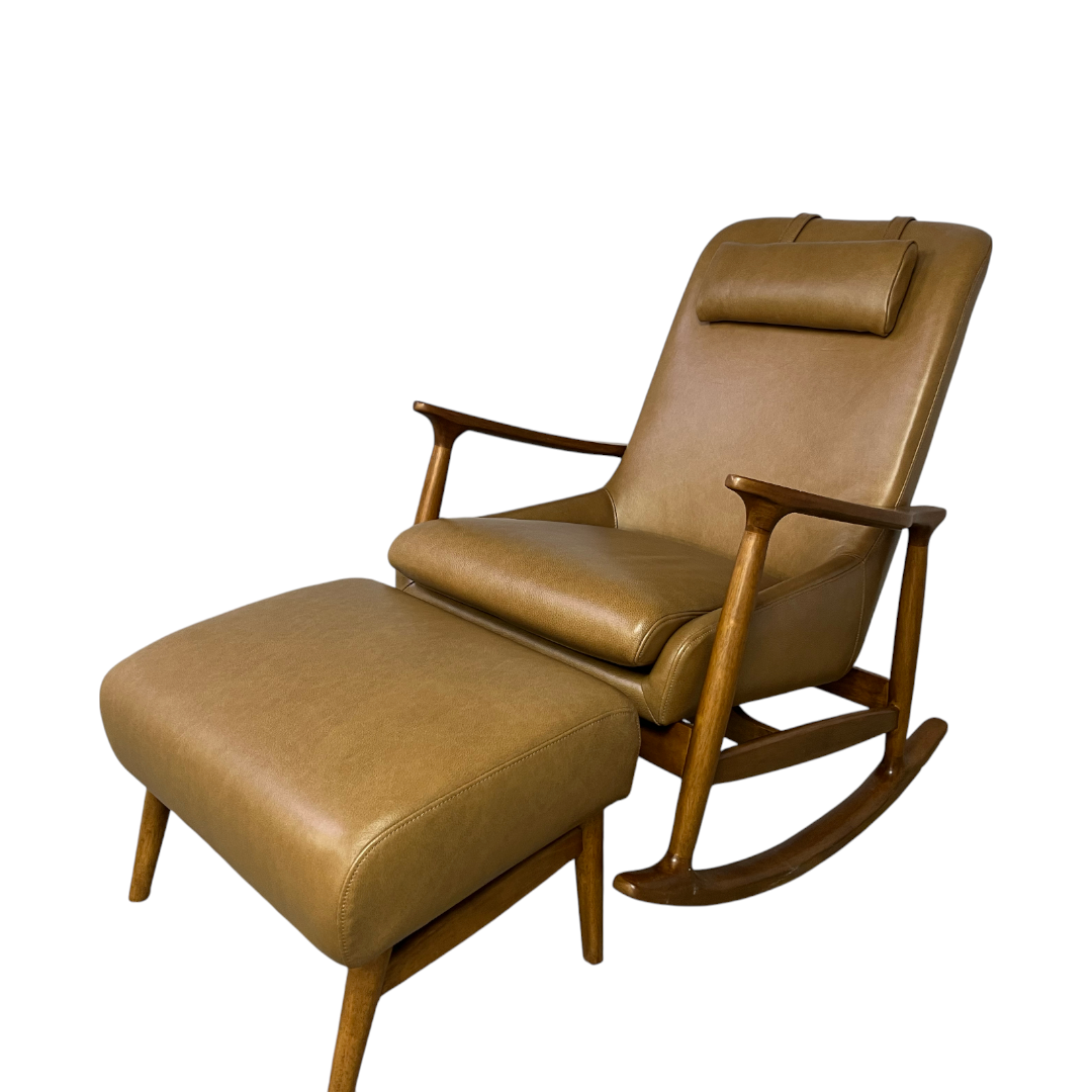 Castlery Desmond Leather Rocking Armchair with Ottoman