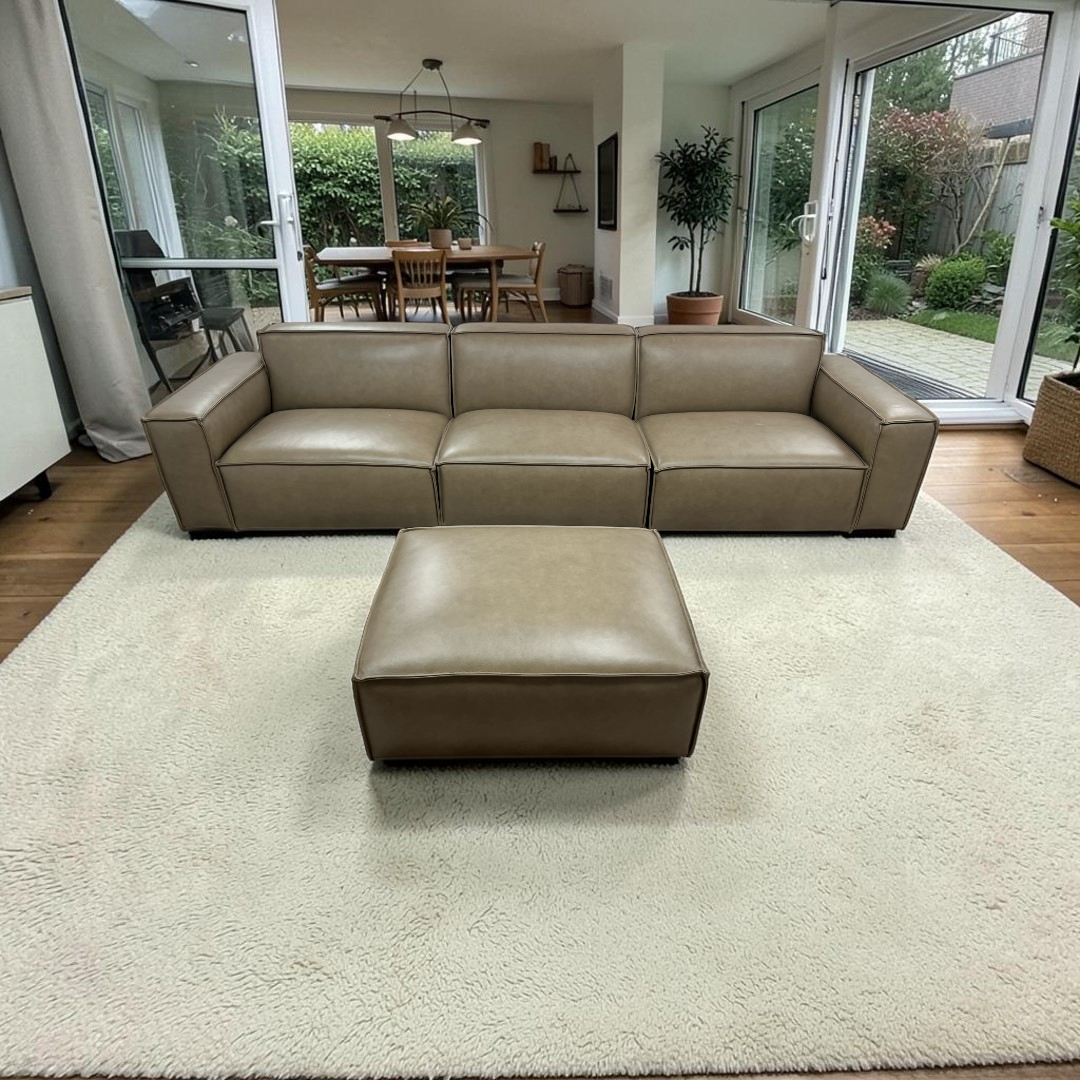 Castlery Jonathan Extended Sofa with Ottoman - Warm Taupe