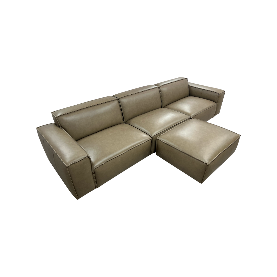 Castlery Jonathan Extended Sofa with Ottoman - Warm Taupe