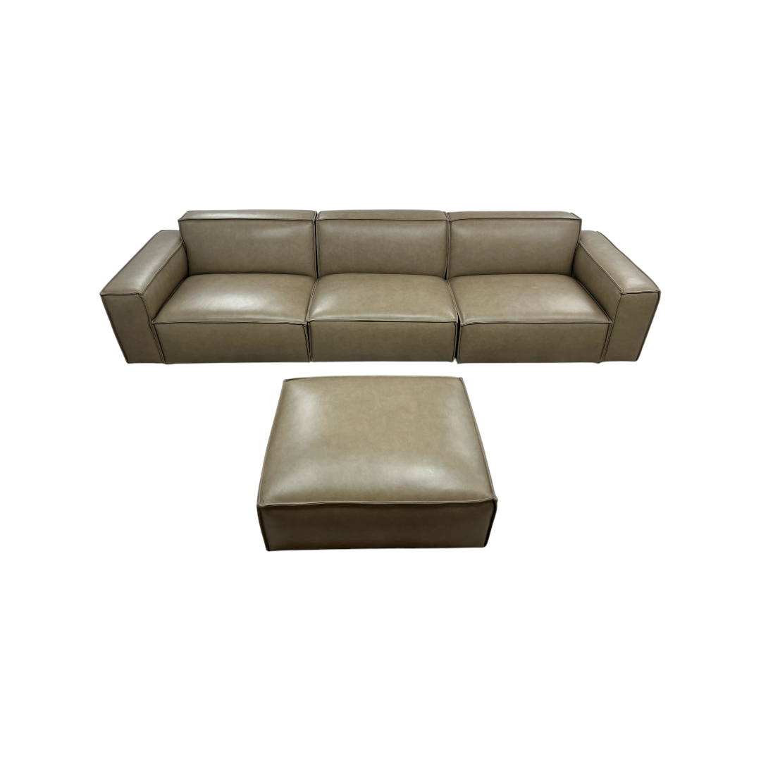 Castlery Jonathan Extended Sofa with Ottoman - Warm Taupe