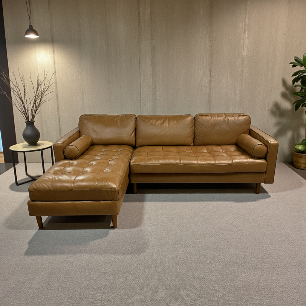 Castlery Madison Leather Chaise Sectional Sofa