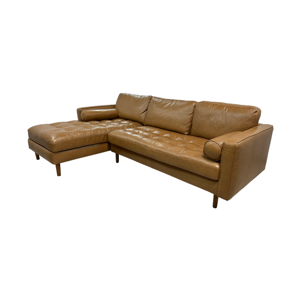 Castlery Madison Leather Chaise Sectional Sofa