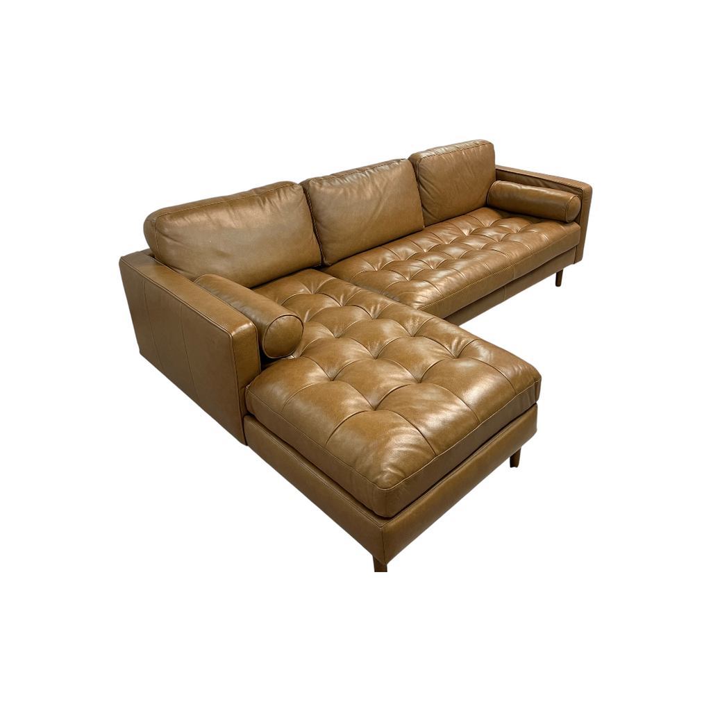 Castlery Madison Leather Chaise Sectional Sofa