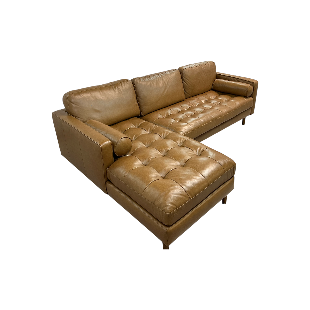 Castlery Madison Leather Chaise Sectional Sofa