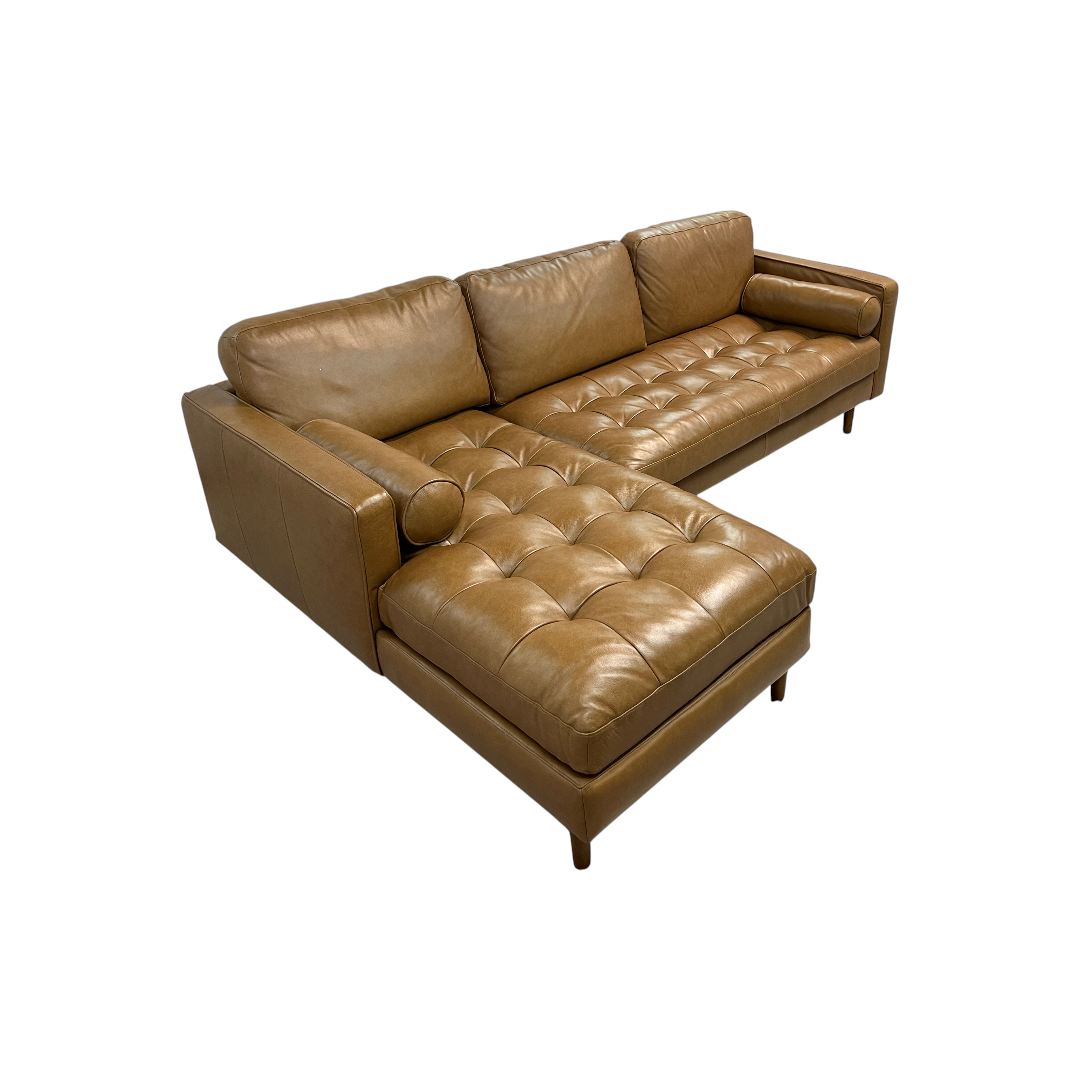 Castlery Madison Leather Chaise Sectional Sofa