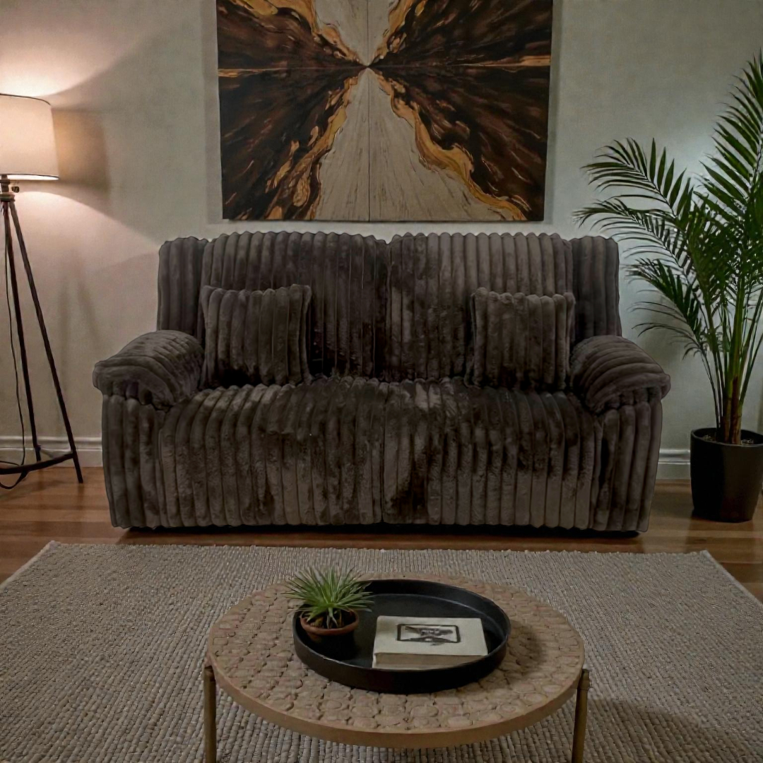 Mercer41 Rabbit Fur Power Reclining Sofa Couch With USB Charger And Cup Holder