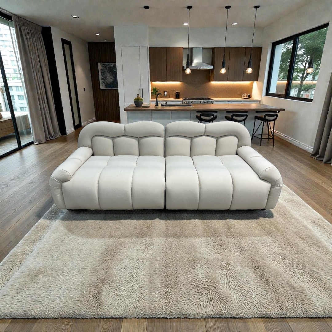 Comfy Sofas Cream Cloud Duo Simple Fabric Sofa - Small
