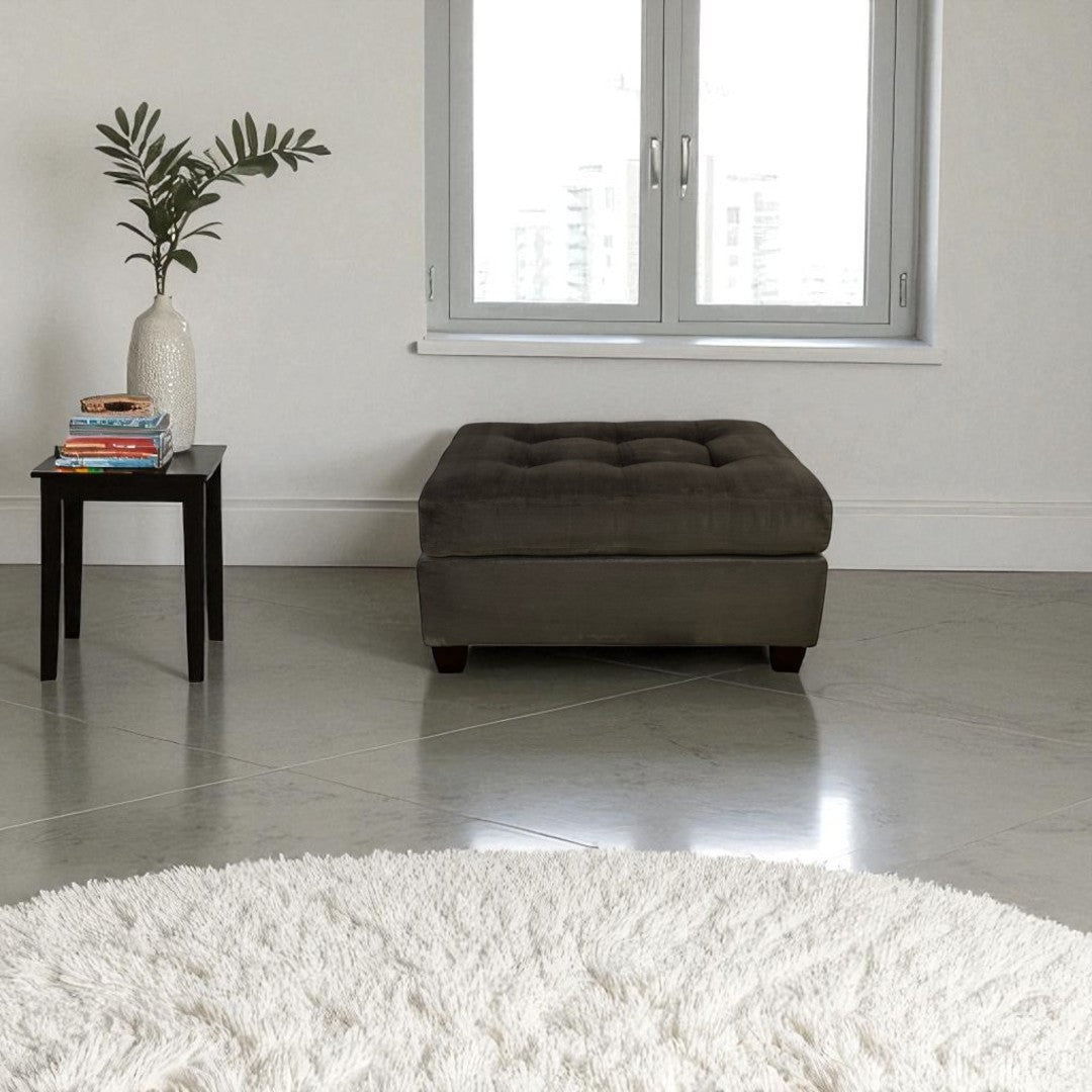 Dark Gray Tufted Ottoman