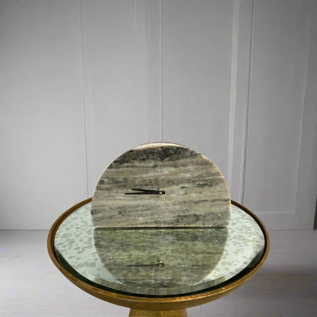 Decorative Half Moon Marble Mantel Clock