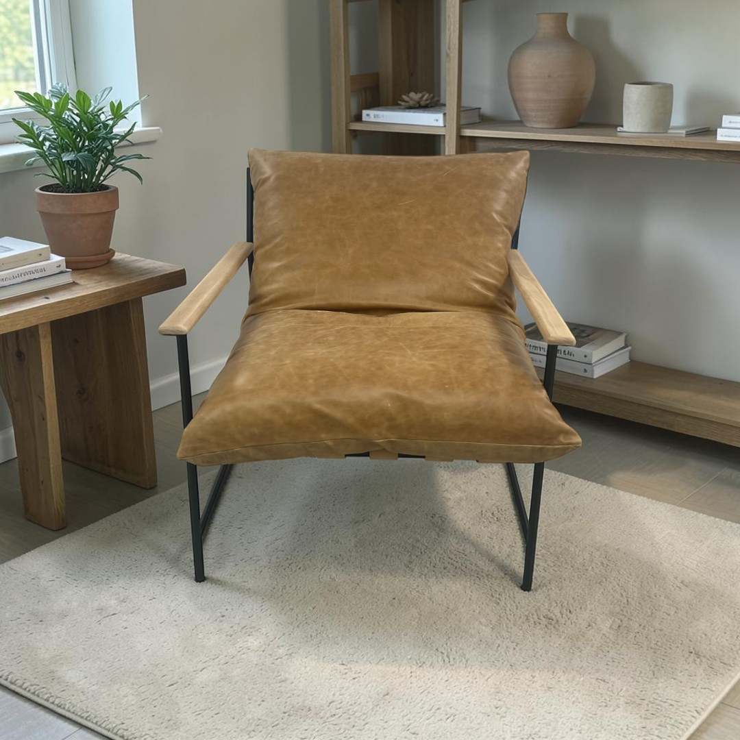 Denver Modern Vail Lounge Chair - Sunflower Leather, 32" × 34" × 29" — image 1 of 4