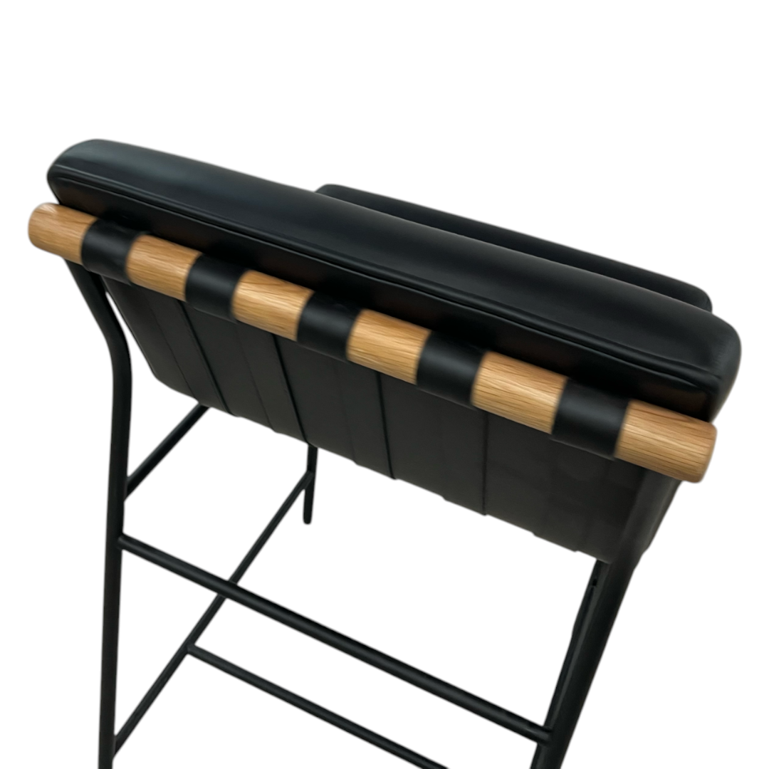 Denver Modern Vail Counter Stool - Black Leather