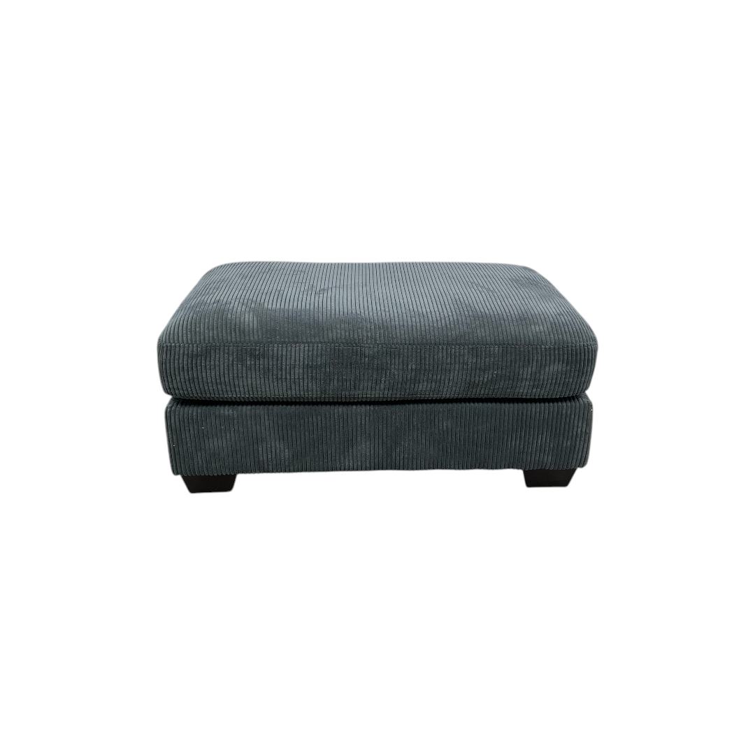 Ebern Designs Maelina Upholstered Gray Square Corduroy Ottoman with Solid Wood Legs