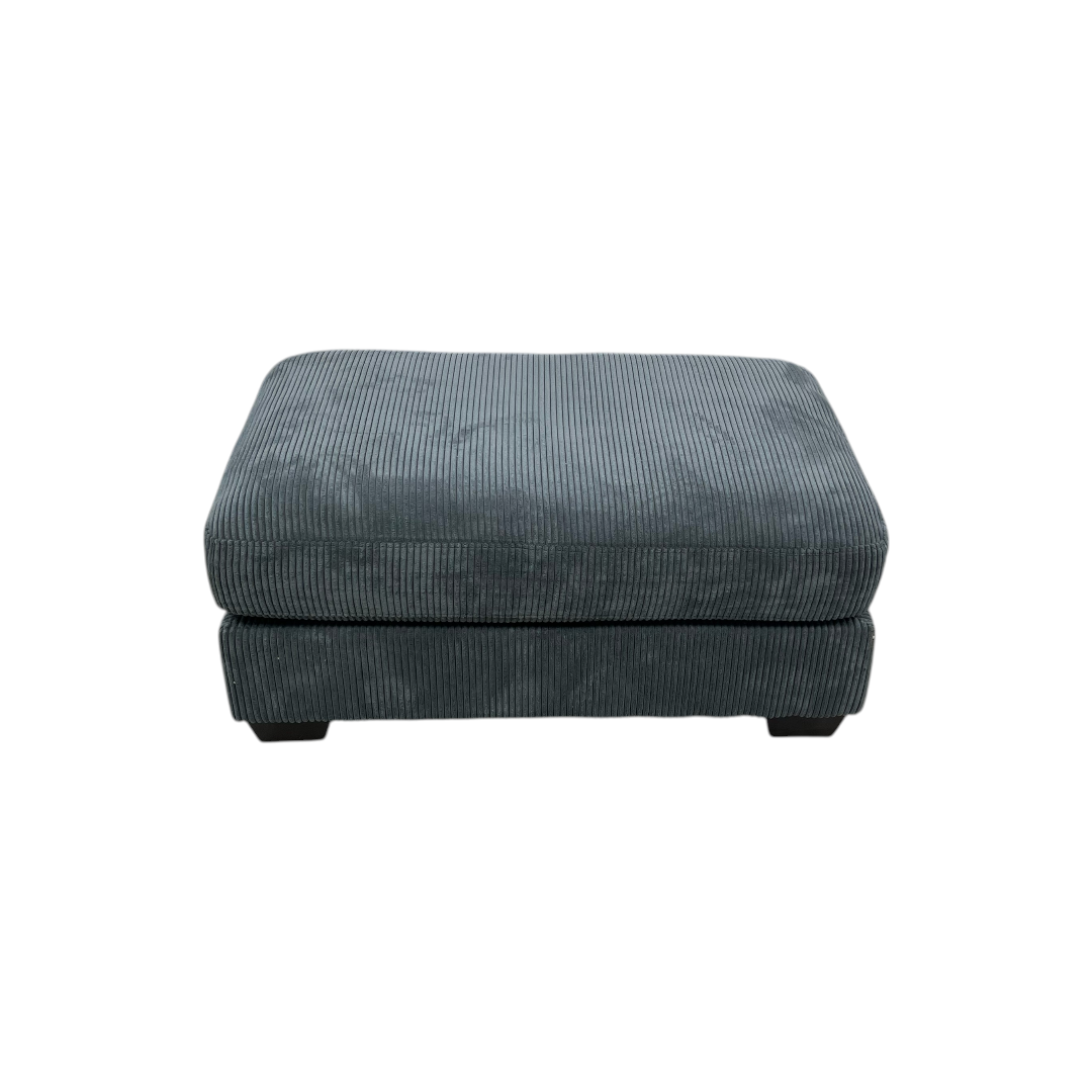 Ebern Designs Maelina Upholstered Gray Square Corduroy Ottoman with Solid Wood Legs
