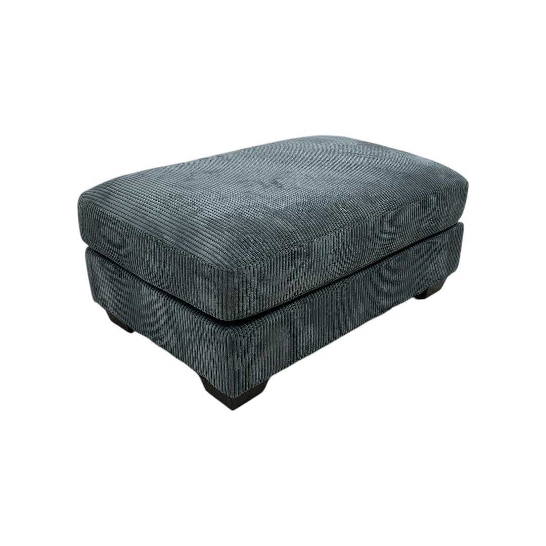 Ebern Designs Maelina Upholstered Gray Square Corduroy Ottoman with Solid Wood Legs