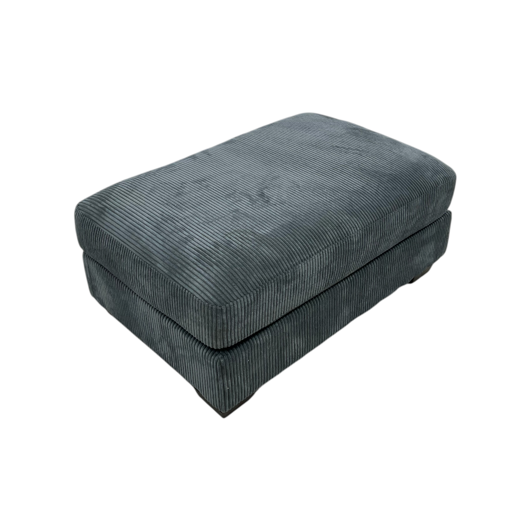 Ebern Designs Maelina Upholstered Gray Square Corduroy Ottoman with Solid Wood Legs