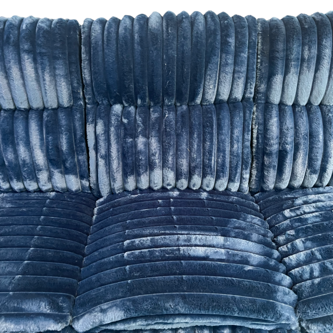 Ebern Designs Melita Blue Corduroy Upholstered Manual Double Reclining Sofa