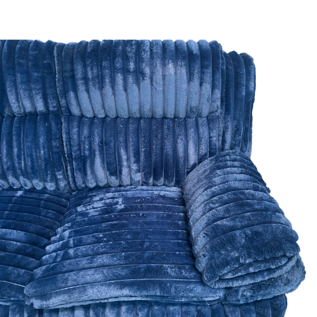 Ebern Designs Melita Blue Corduroy Upholstered Manual Double Reclining Sofa