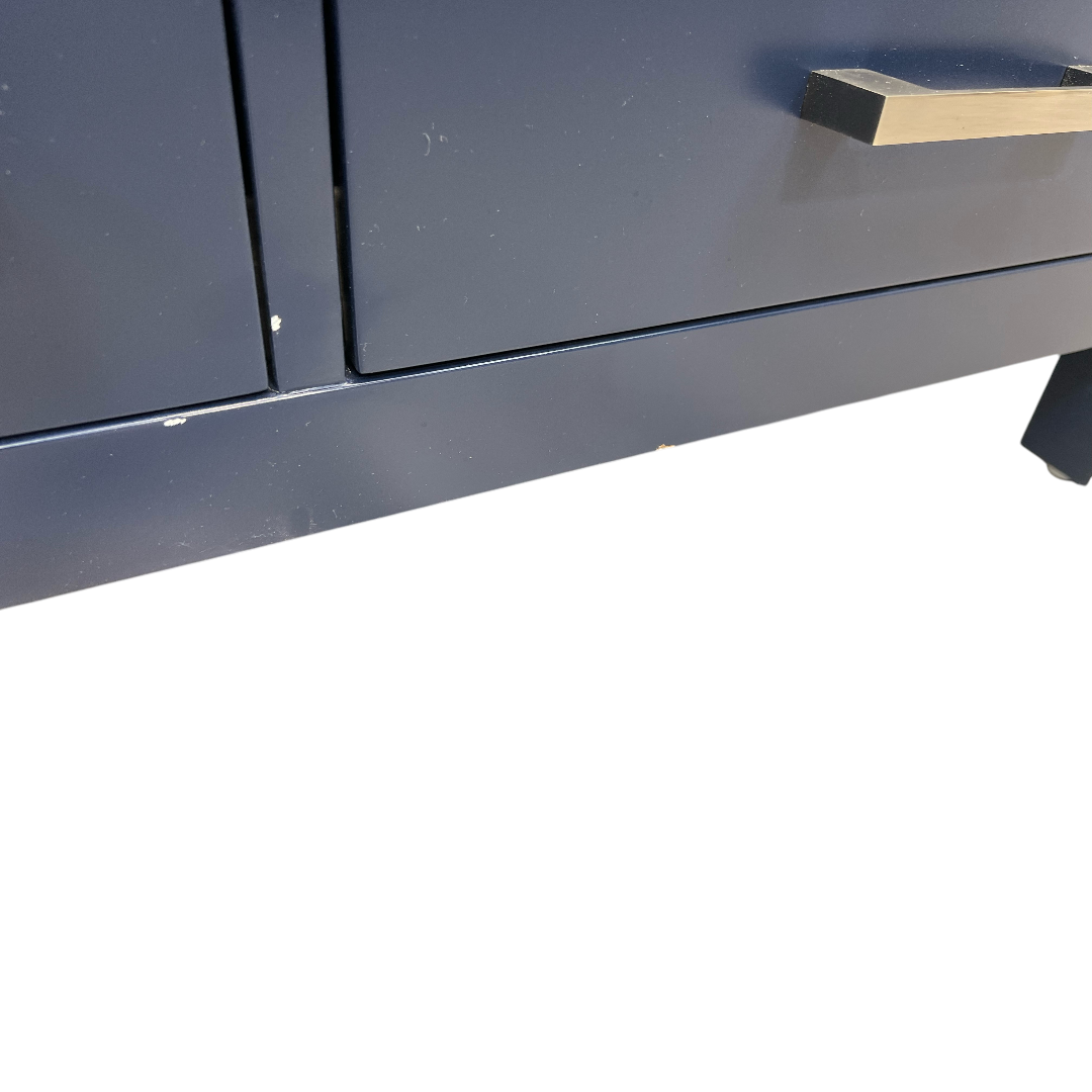 Ebern Designs Minnich Blue Double Sink Bath Vanity With Carrara Quartz Top And Undermount Porcelain Sinks