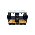 Ebern Designs Minnich Blue Double Sink Bath Vanity With Carrara Quartz Top And Undermount Porcelain Sinks