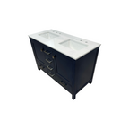 Ebern Designs Minnich Blue Double Sink Bath Vanity With Carrara Quartz Top And Undermount Porcelain Sinks