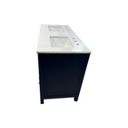 Ebern Designs Minnich Blue Double Sink Bath Vanity With Carrara Quartz Top And Undermount Porcelain Sinks