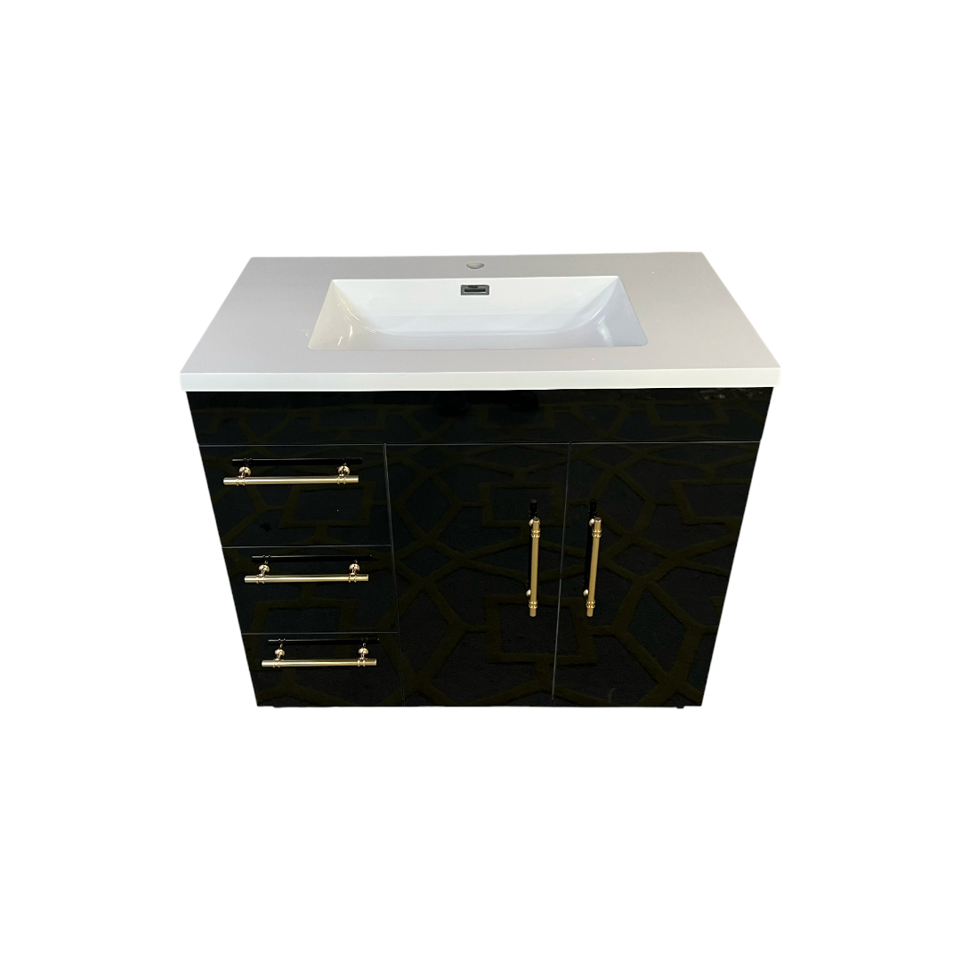 Eliza Freestanding Vanity Single Sink - High Gloss Black