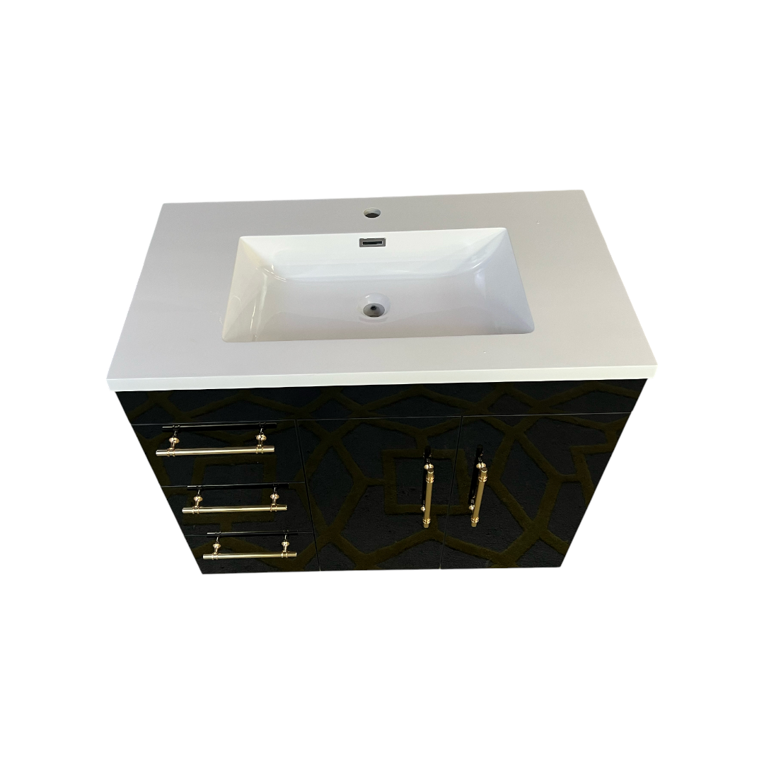 Eliza Freestanding Vanity Single Sink - High Gloss Black