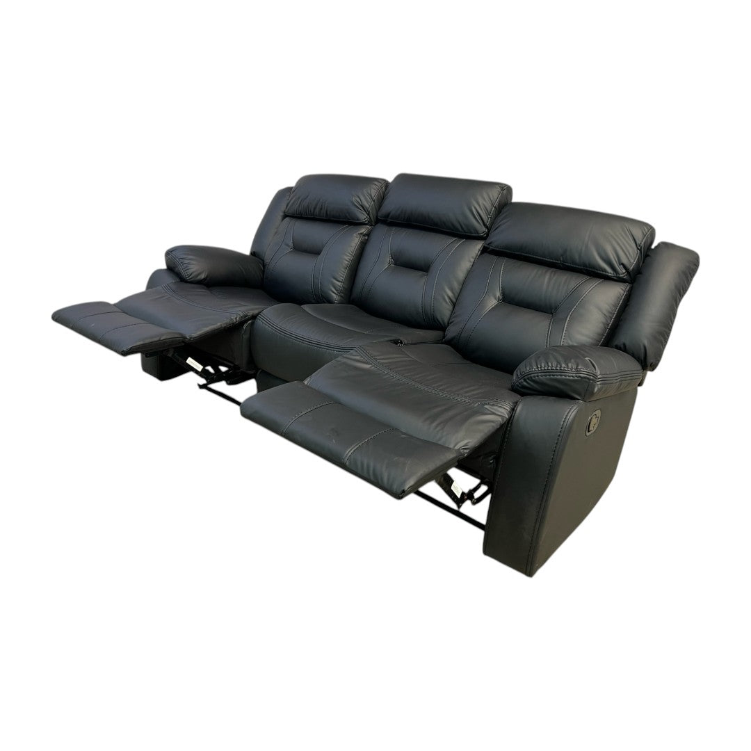 Etherine Wide Modern And Overstuffed Breathable Vegan Leather Manual Reclining Sofa with Pillow Top Arm