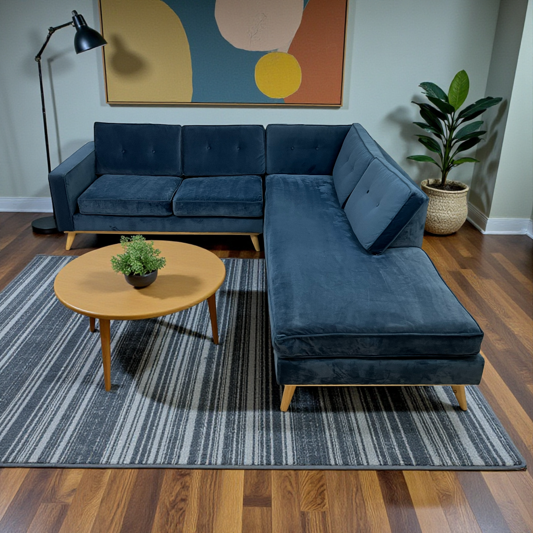 Etsy Artisan Blue Velvet Couch