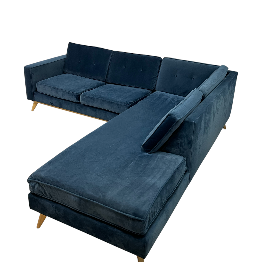 Etsy Artisan Blue Velvet Couch