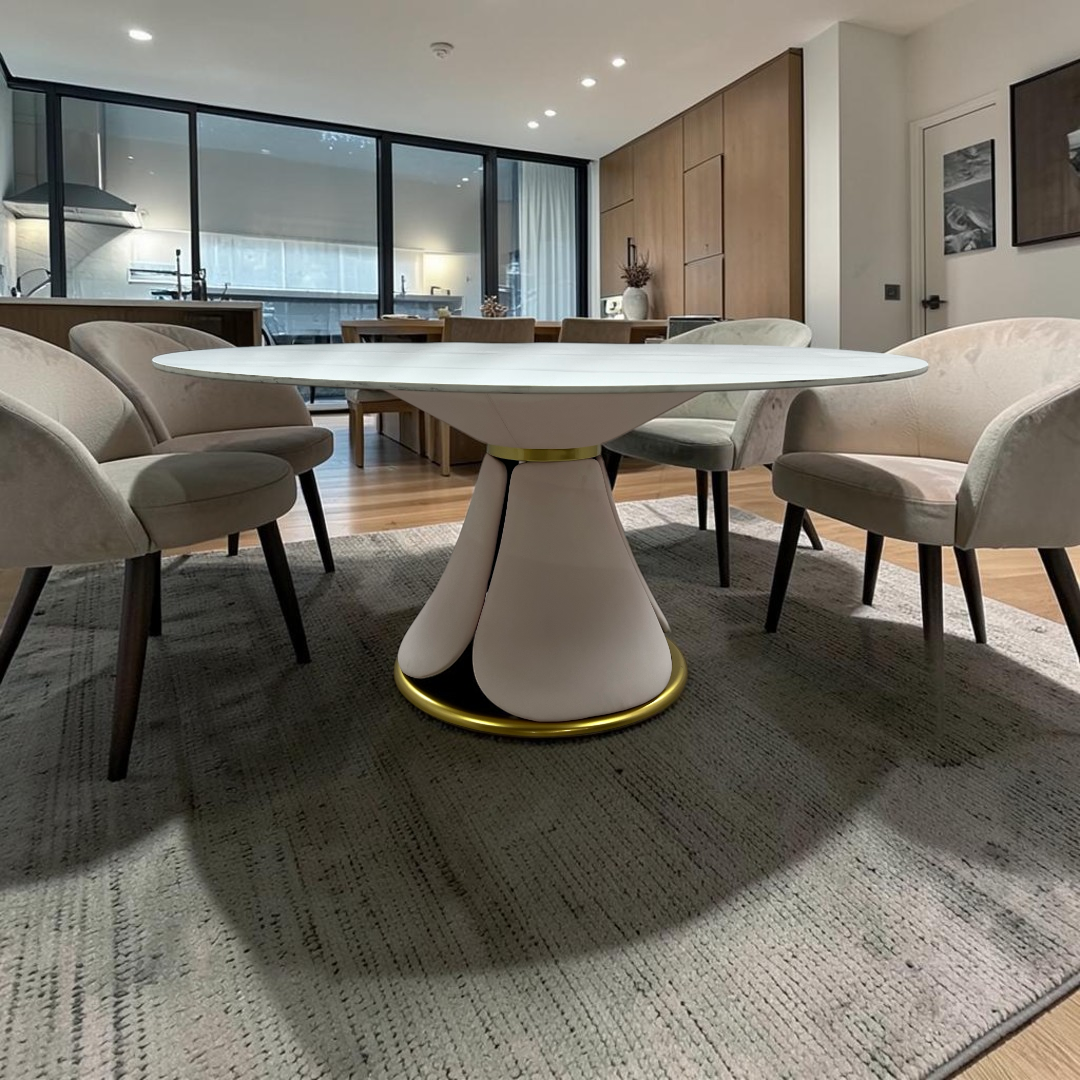 Everly Quinn Pedestal Round Dining Table, 59" × 59" × 29" — image 1 of 4