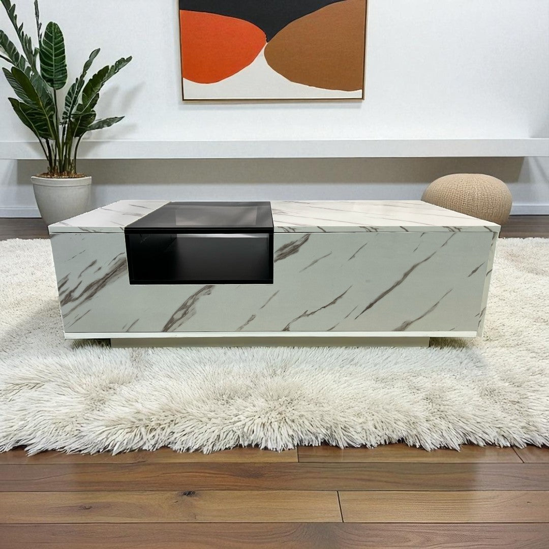 Faux Marble Coffee Table with Storage