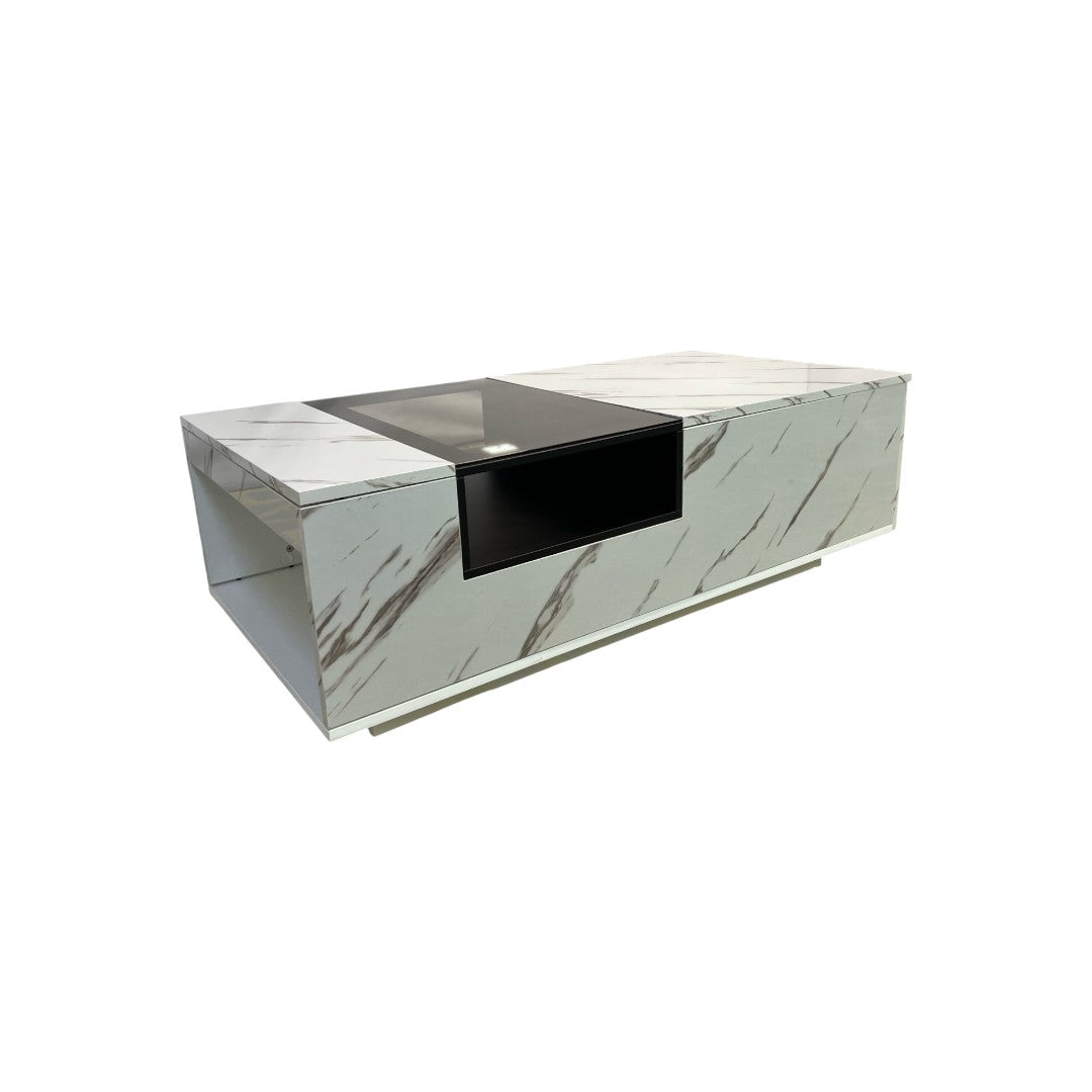 Faux Marble Coffee Table with Storage
