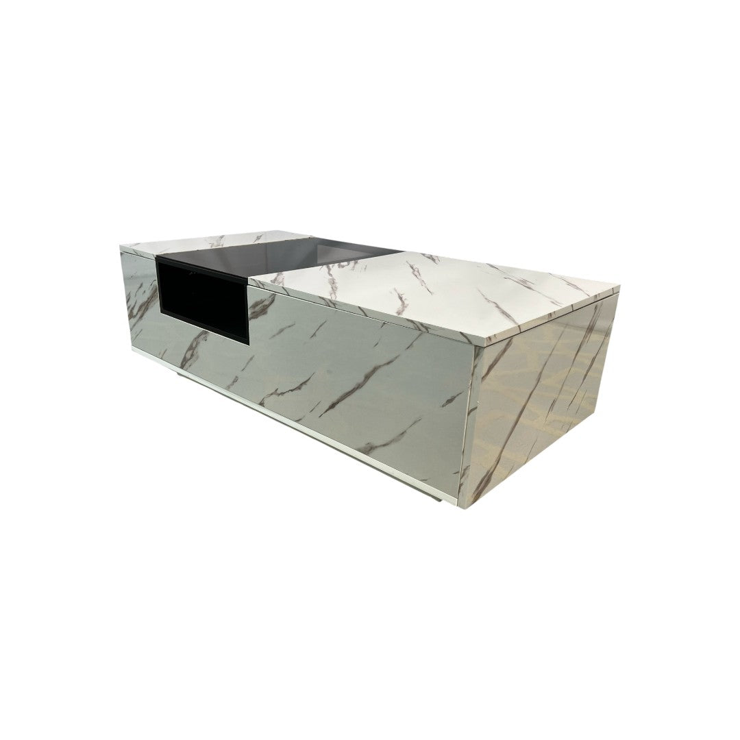 Faux Marble Coffee Table with Storage