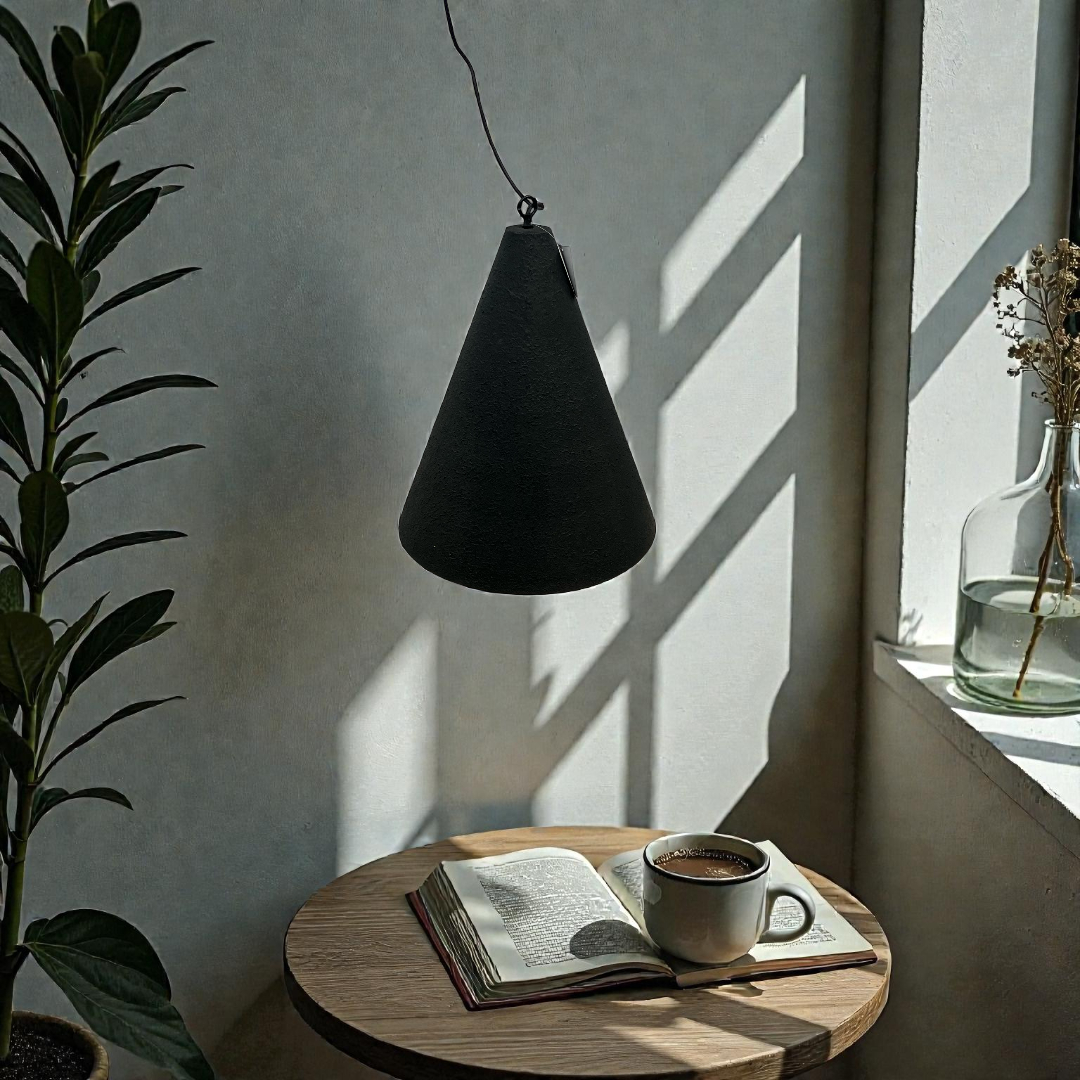 Four Hands Grazia Pendant - Matte Black Plaster
