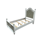 Furniture of America Twin White Wood Tufted Panel Bed with Headboard
